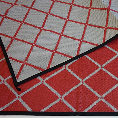 Schlauchland Outdoor Teppich Camping Matte ´´´odooro WAVETEX Diamond 2,7m x 5m rot-grau *** VIELE GRÖSSEN + Farben * 450 g/m² Zeltteppich Vorzelt Teppich Garten Spieldecke Wohnwagen Camper von Schlauchland