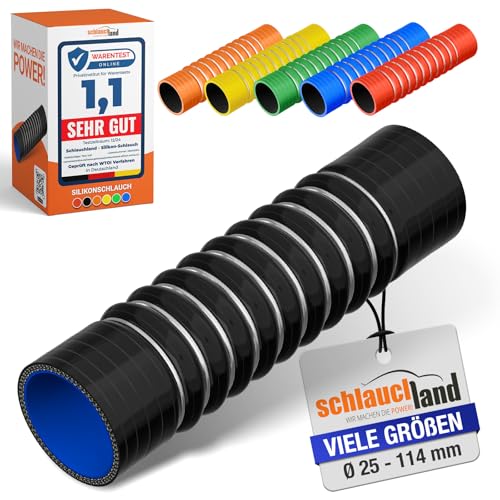ULTRAFLEX SILIKONSCHLAUCH 10 20 30 40° Winkel ID-Ø 60mm schwarz 200°C | VIELE FARBEN + GRÖSSEN | Anti-Vibration Schwingungs-Dämpfung Rohr Ladeluft LLK Kühler Turbo Schlauch Edelstahl-Ringe flexibel von Schlauchland
