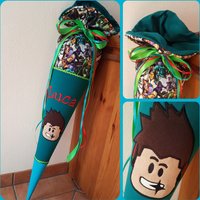 Roblox-Schultüte Genäht Aus Sweatstoffen, Zuckertüte Wird Zum Kissen von Schlawutzi