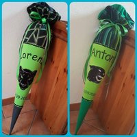 Schultüte Genäht, Zuckertüte Aus Stoff, Kissen, Jungen, Panther, Step By Wild Cat Schultüte Genäht, Zuckertüte Aus Stoff, Kissen, Jungen, Panther, Step By Wild Cat von Schlawutzi