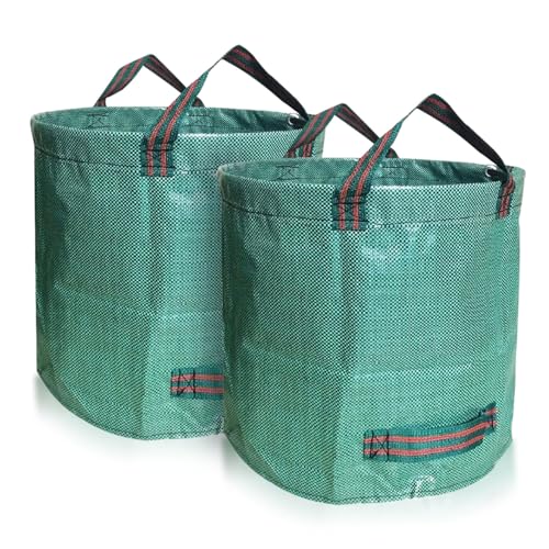 2er Set Gartensack -500L Gartenabfallsack mit extra verstärktem Boden -Heavy Duty Gartenarbeit Säcke, wiederverwendbare Mülleimer, für Gras Laub Gartenabfall Grünschnitt (500 l (2er Pack),Grün) von Schleuder