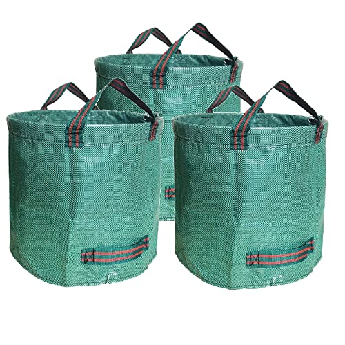 3er Set Gartensack -500L Gartenabfallsack mit extra verstärktem Boden -Heavy Duty Gartenarbeit Säcke, Rasen-Säcke, Wiederverwendbare Mülleimer, für Gras Laub Gartenabfall Grünschnitt von Schleuder