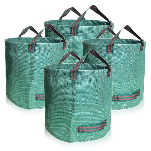4er Set Gartensack -500L Gartenabfallsack mit extra verstärktem Boden -Heavy Duty Gartenarbeit Säcke, wiederverwendbare Mülleimer, für Gras Laub Gartenabfall Grünschnitt (500 l (4er Pack),Grün) von Schleuder