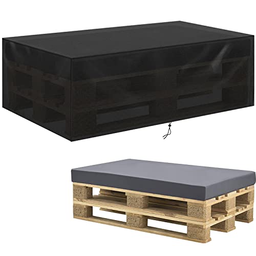 Palettenbank Abdeckung,Abdeckhauben für paletten Sofa,Palettenbank Schutzhülle,420D Oxford Gewebe,Wasserdicht, Winddicht, UV-Beständiges 130 * 90 * 40cm-Schwarz von Schleuder