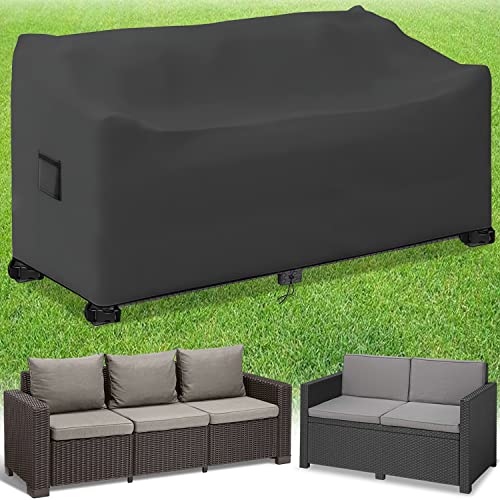 Schleuder Abdeckung für Terrassen-Sofa,Gartenbank Abdeckung wasserdicht, 420D Oxford Gewebe Abdeckung für Gartensofa,Wasserdicht,Winddicht,UV-beständig (264×102×65/89cm) von Schleuder