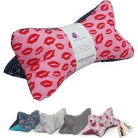 Leseknochen Kiss Me Pink | Nackenkissen Nackenrolle Kissen Tabletthalter Buchstütze Nackenhörnchen Waschbar von Schleyereule