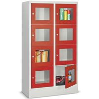 PAVOY Schließfachschrank mit Sichtfenster, 2 x 2 Fächer, HxBxT 855 x 800 x 500 mm, lichtblau, lichtgrau von Pavoy