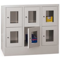 PAVOY Schließfachschrank mit Sichtfenster, 3 x 2 Fächer, HxBxT 855 x 900 x 500 mm, anthrazitgrau, lichtgrau von Pavoy