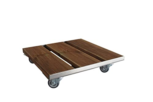 Schlögel GmbH Pflanzenroller Exklusiv EH200 bis 200kg Blumenroller Untersetzer hochwertig (400x400mm, Teak) von Schlögel GmbH