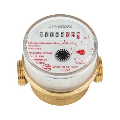JS Einstrahlzähler ETW (Warmwasser) bis 90 Grad - Länge 80 mm, 3/4 Zoll AG - Q3=2,5 / R40 von Schlösser Armaturen