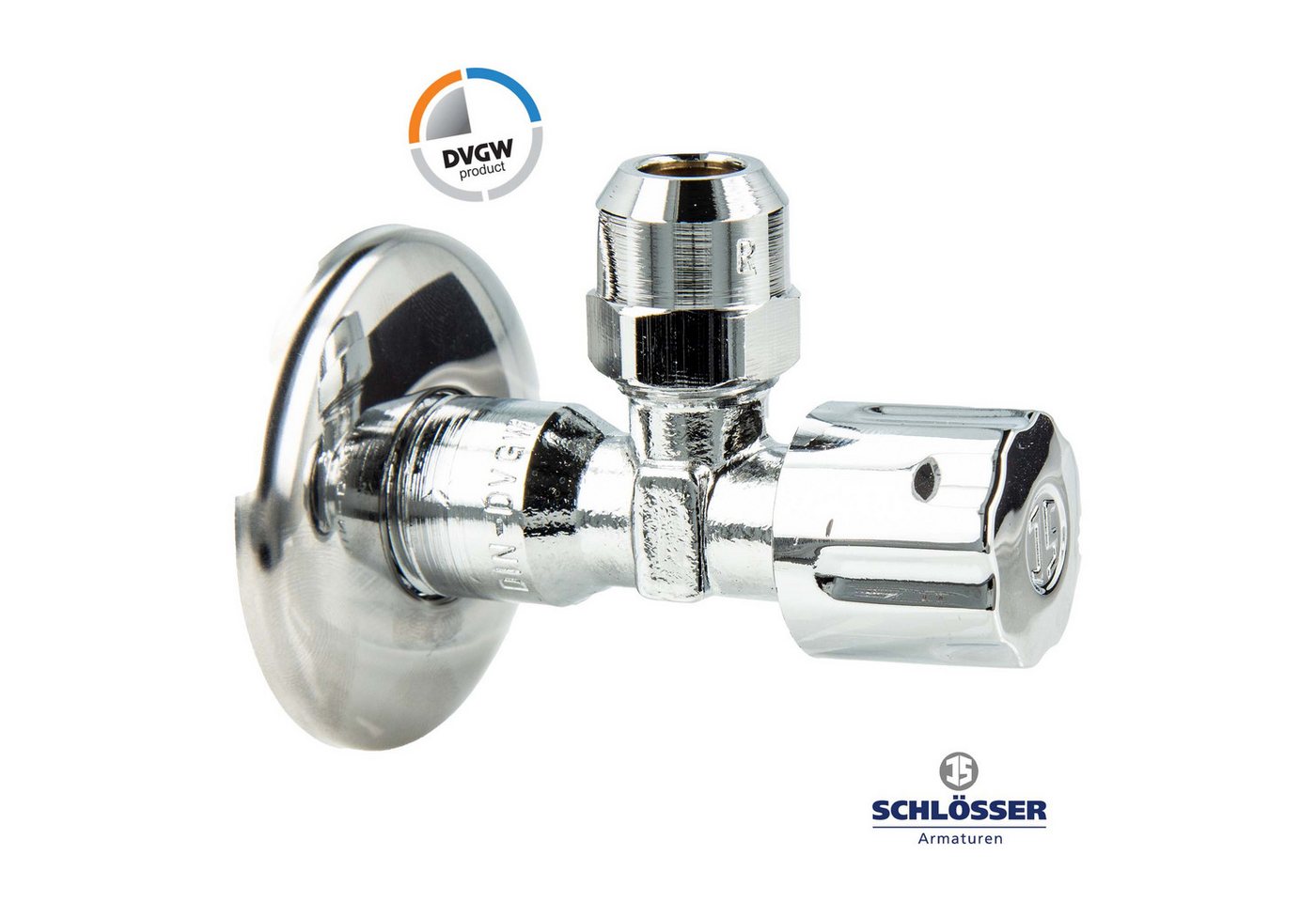 Schlösser Eckventil Profi Eckventil - DVGW - geprüft - Messing verchromt von Schlösser
