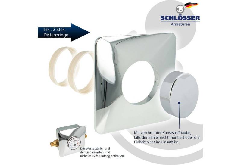 Schlösser Wasserzähler Blindabdeckung 140 x 140 mm, KS-verchromt, inkl. 2 Distanzringen von Schlösser