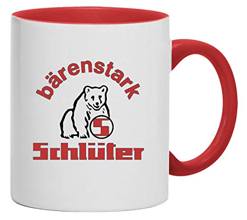 Schlüter Bärenstark Tasse Kaffeebecher Keramik, 330 ml Inhalt | Weiß/Rot von Schlüter