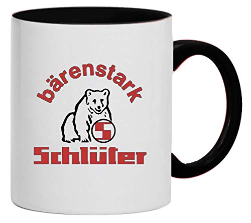 Schlüter Bärenstark Tasse Kaffeebecher Keramik, 330 ml Inhalt | Weiß/Schwarz von Schlüter