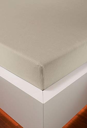 Schlummerglück Spannbetttuch mit hochwertigem Tencel, Falten- und bügelfrei, ideal für höhere Matratzen/Boxspringbetten, versch. Größen und Farben wählbar (Kiesel, 180-200 x 200-220 cm) von Schlummerglück