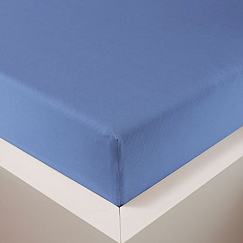Schlummerglück Spannbetttuch mit hochwertigem Tencel, Falten- und bügelfrei, ideal für höhere Matratzen/Boxspringbetten, versch. Größen und Farben wählbar (Mittelblau, 90-120 x 200-220 cm) von Schlummerglück