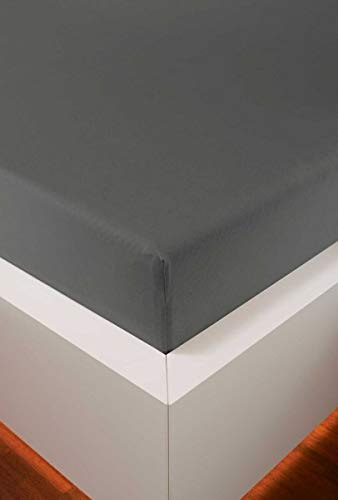 Schlummerglück Spannbetttuch mit hochwertigem Tencel, Falten- und bügelfrei, ideal für höhere Matratzen/Boxspringbetten, versch. Größen und Farben wählbar (Titan, 90-120 x 200-220 cm) von Schlummerglück