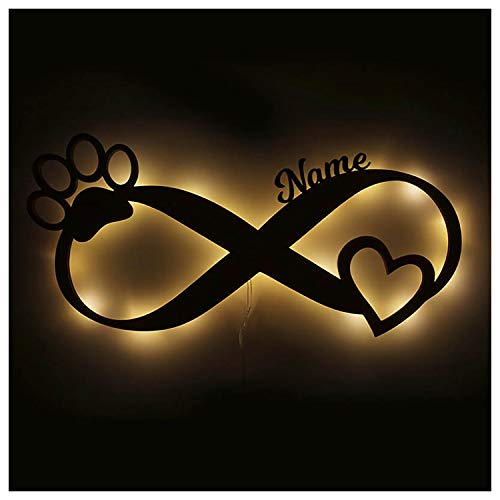 Namofactur Hunde-Pfote Led Unendlich Andenken Geschenke für Hundebesitzer Hundeliebhaber LED Licht mit Personalisierung Geburtstag Geschenkideen von Namofactur