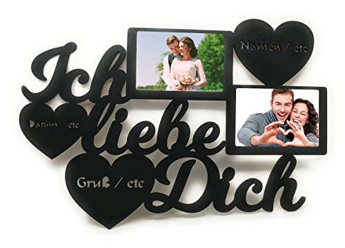 Ich Liebe Dich Weil Geschenke mit Name und Text Gravur Wand Foto Bilderrahmen 3 Herzen Partner 10x15 cm Paar Pärchen für Männer Frauen Freund Freudin individuell personalisiert von Namofactur