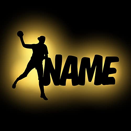 Led Deko-Lampe "Handball Frau Mädchen" mit Name, Geschenk für Sport Trainer Frauen Damen Herren von Namofactur