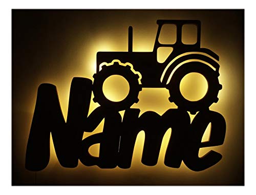 Schlummerlicht24 Trekker Traktor-Lampe Deko Licht mit Name für Männer Mann Kinder Kinderzimmer von Namofactur
