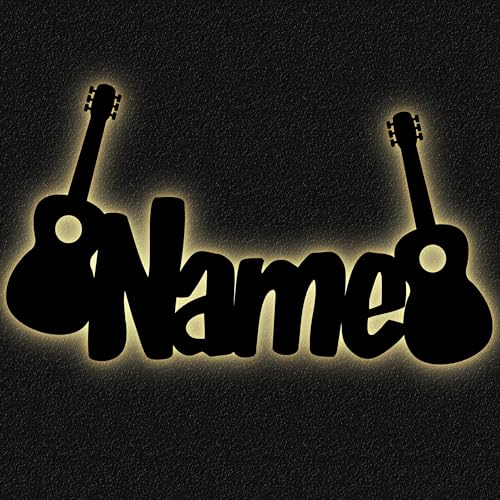 Schlummerlicht24 Led 3d Noten Deko-Gitarre mit Name Geschenke Musiker Musik-Schule Mann Frau Junge Mädchen Wandtattoo von Schlummerlicht24