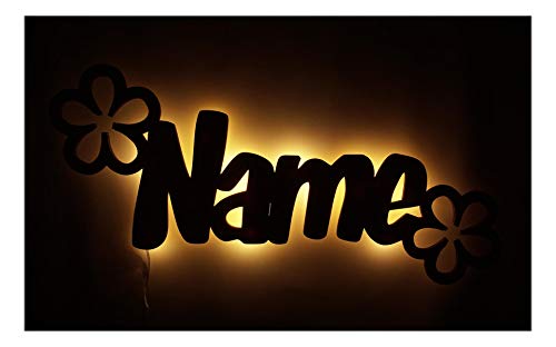 Schlummerlicht24 Led Deko Verblümt Blumen personalisiert Geschenke mit individuellem Namen, als Geburtsgeschenk Taufe Kommunion für Mädchen Baby Kinderzimmer von Namofactur