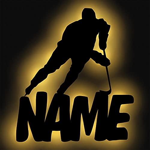 Schlummerlicht24 Led Wand Sport Lampe Eis Hockey mit Name, Geschenk für Eishockey Sportler Wohnzimmer Schlafzimmer Deko von Namofactur