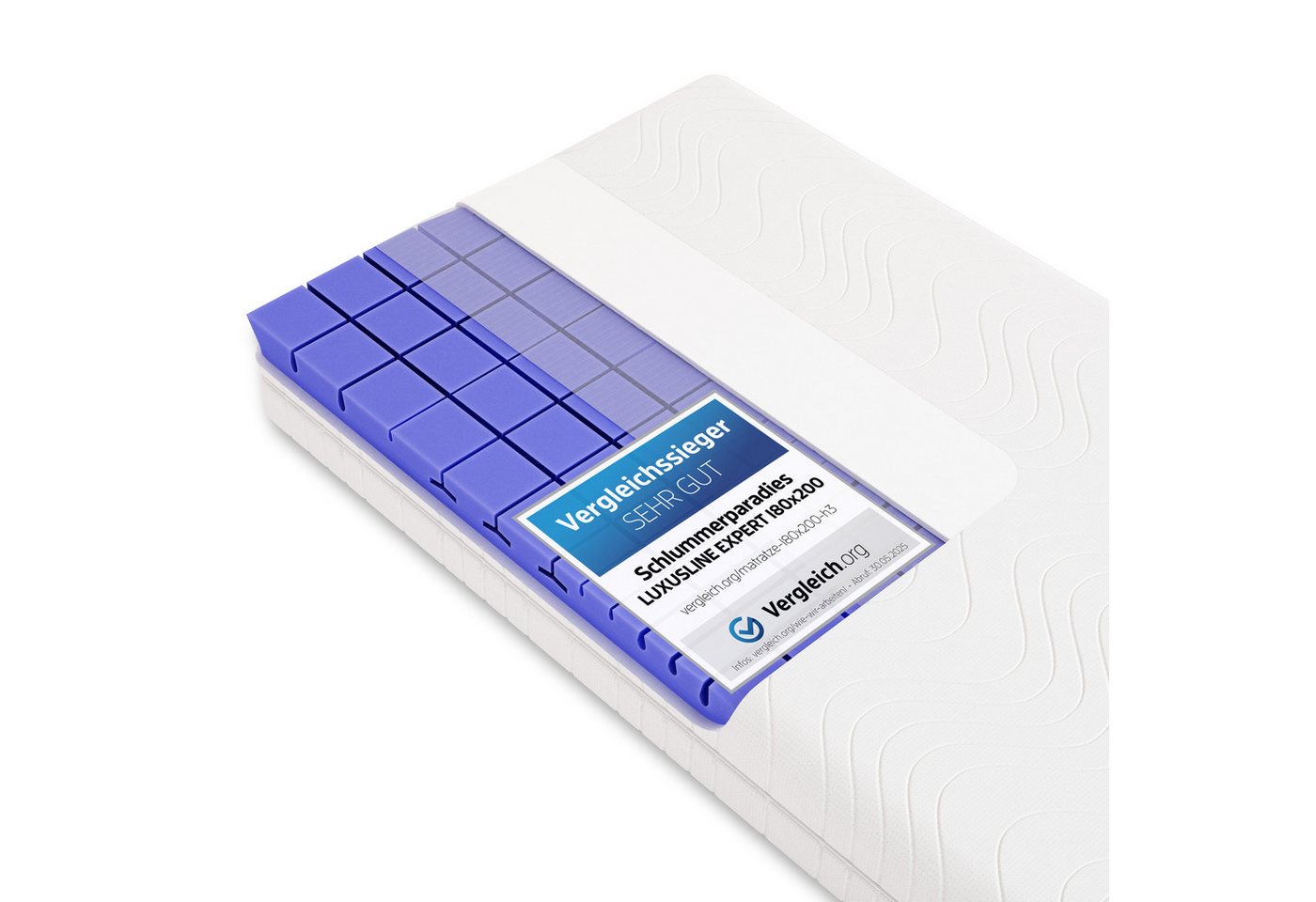 Kaltschaummatratze Luxusline Expert®, Schlummerparadies, 19 cm hoch, 7 Zonen, 2D-Wellenschnitt, HR Kaltschaum, 10 Jahre Garantie von Schlummerparadies
