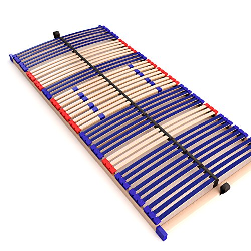 stabiler Lattenrost 100% BUCHE Lattenrahmen - nicht verstellbar, starr - SCHULTERFRÄSUNG, 7 Zonen, 42 Federleisten, Härte-Regulierung, Mittelgurt - FIX SLEEP BEST 42® unmontiert (110x200cm) von Schlummerparadies