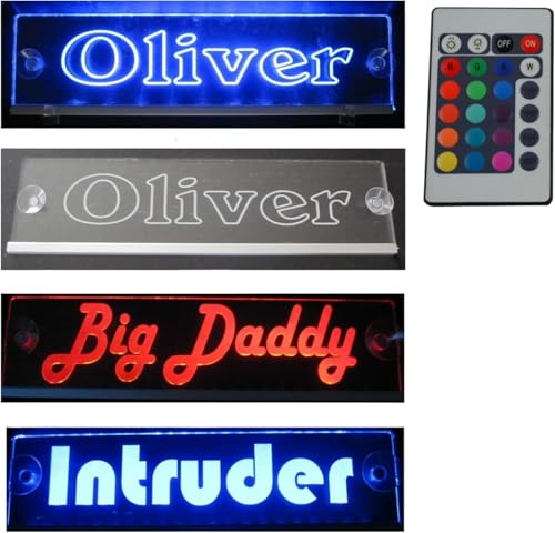 Trucker LKW Namensschild Größe 50x10 cm mit RGB Controller 22 Funktionen - LED Acryl Leuchtschild 12V oder 24V - 5V USB-Anschluss von Schmalz®