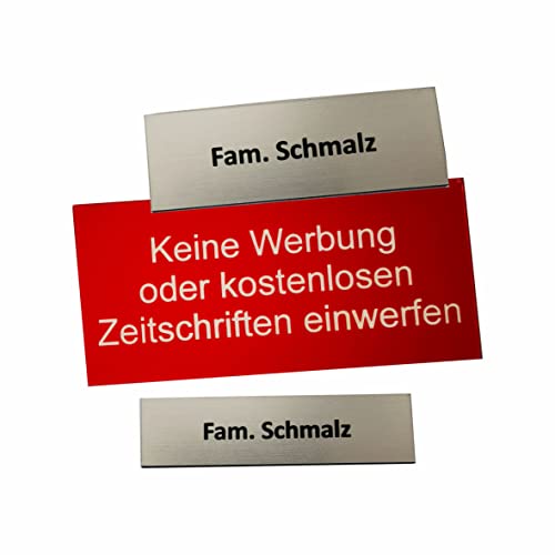 Schmalz® Klingelschild Ceveral mit Gravur selbstklebend - personalisiert | Größe frei konfigurierbar | Türschild | Namensschild | Haustür | Metall | 2 Namen | Briefkasten (Wunschtext) von Schmalz®