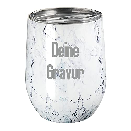 Schmalz® Thermobecher Sudbury mit Gravur | Edelstahl | personalisiert | graviert | Namen | Kaffee to go | 300 ml | doppelwandig | Vakuum Isolierung | Isolierbecher | klein | Mug | individuell (Marmor) von Schmalz®