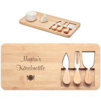 Bambus Käsebrett 4Tlg.mit Persönlicher Gravur Servierplatte Aus Holz Für Käse & Häppchen Servierbrett Käseplatte Schneidebrett Küchenbrett von SchmalzShop