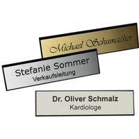 Namensschild/Ansteckschild in Metalloptik - Mit Persönlicher Gravur Magnet Oder Nadel 75x20 Mm von SchmalzShop