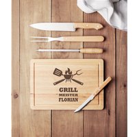 Persönliches Bbq-Set 4Tlg.mit Persönlicher Gravur Aus Holz Schneidebrett Fleischspalter Grillgabel Messer Zum Geburtstag Persönliches Bbq-Set 4Tlg.mit Persönlicher Gravur Aus Holz Schneidebrett Fleischspalter Grillgabel Messer Zum Geburtstag von SchmalzShop