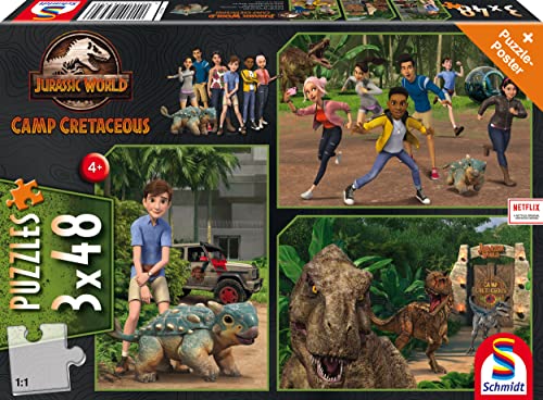 Schmidt Spiele 56434 Jurassic World, Neue, Abenteuer auf Isla Nublar, 3x48 Teile Kinderpuzzle, bunt von Schmidt Spiele