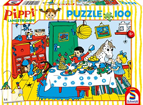 Schmidt Spiele 56447 Langstrumpf, Kaffeekränzchen mit Pippi, 100 Teile Kinderpuzzle, Normal von Schmidt Spiele