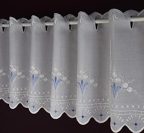 SCHMIDTGARD STOFFE Bestickte Scheibengardine nach Maß Bistrogardine Batistoptik 30 (H) cm wählbare Breite in 16 cm Schritten von SCHMIDTGARD STOFFE