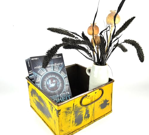 Aufbewahrungsbox aus Metall im Vintage Shabby Stil mit Metallgriffen. Unikat - Handarbeit Metall-Kiste - N71 von Schmiedegarten