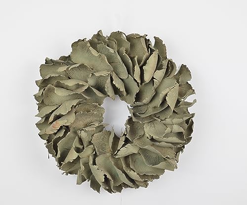 Deko-Kranz groß ø 25cm Grün (Green wash). Naturkranz aus Palmenblättern. Als Tür-Kranz, Tischdekoration oder Wandkranz von Schmiedegarten
