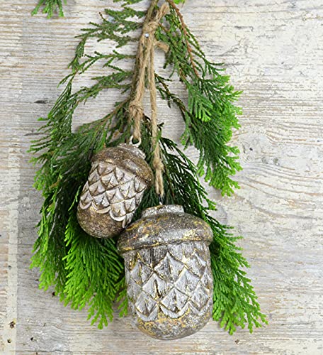 Eichel 2er Set in toller Holzoptik Weihnachtsbaumschmuck Hänger Herbstdeko Tischdeko Dekofiguren Zapfen mit Aufhänger von Schmiedegarten