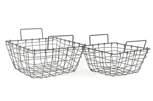 Metall Korb 2er Set quadratisch aus Draht im Vintage Chic – vielseitig verwendbar für Küche, Garten oder als Deko - Korb von Schmiedegarten