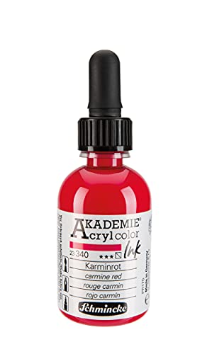 Schmincke - AKADEMIE Acryl color INK, Karminrot, 50 ml, 23 340 024, flüssige Acryl color-Farbe, pigmentierte Acryltinte zum Malen, Schreiben, Airbrush von Schmincke