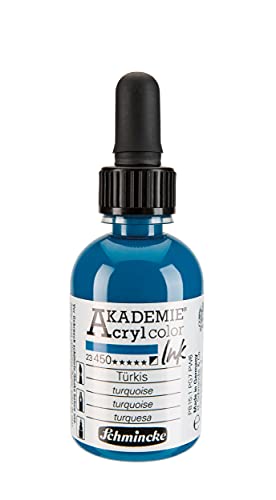 Schmincke - AKADEMIE Acryl color INK, Türkis, 50 ml, 23 450 024, flüssige Acryl color-Farbe, pigmentierte Acryltinte zum Malen, Schreiben, Airbrush von Schmincke