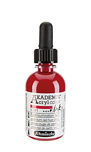 Schmincke - AKADEMIE Acryl color INK, Kadmiumrotton tief, 50 ml, 23 341 024, flüssige Acryl color-Farbe, pigmentierte Acryltinte zum Malen, Schreiben, Airbrush von Schmincke