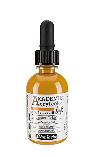 Schmincke - AKADEMIE Acryl color INK, Lichter Ocker, 50 ml, 23 661 024, flüssige Acryl color-Farbe, pigmentierte Acryltinte zum Malen, Schreiben, Airbrush von Schmincke