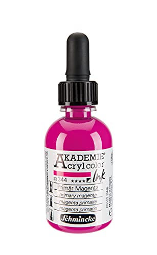 Schmincke - AKADEMIE Acryl color INK, Primär Magenta, 50 ml, 23 344 024, flüssige Acryl color-Farbe, pigmentierte Acryltinte zum Malen, Schreiben, Airbrush von Schmincke