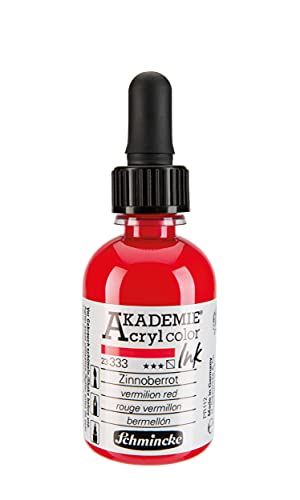 Schmincke - AKADEMIE Acryl color INK, Zinnoberrot, 50 ml, 23 333 024, flüssige Acryl color-Farbe, pigmentierte Acryltinte zum Malen, Schreiben, Airbrush von Schmincke