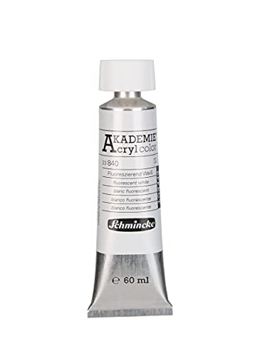 Schmincke - AKADEMIE Acryl color, Fluoreszierend Weiß in 60 ml-Tube, 23840011, feine Künstler-Acrylfarbe, brillant, hoch lichtecht und kadmiumfrei, für Acrylmalerei, Mixed Media von Schmincke